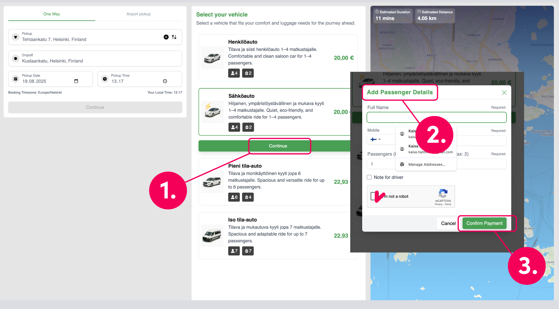 Adding journey details for your booking
