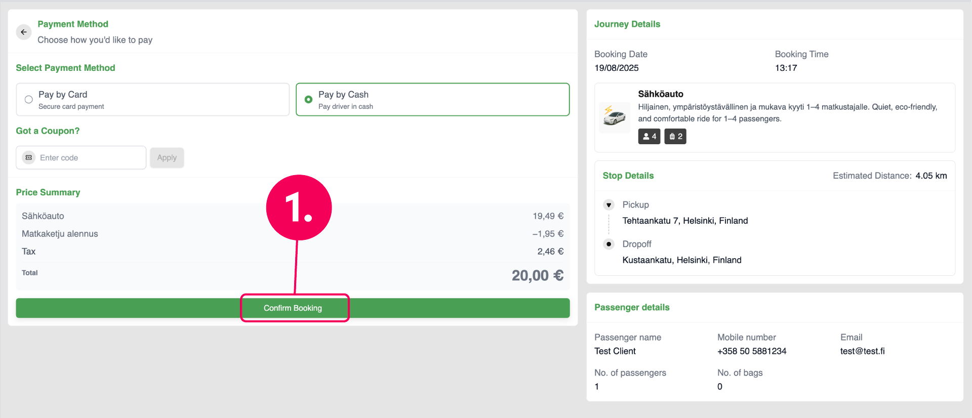 Saving your booking